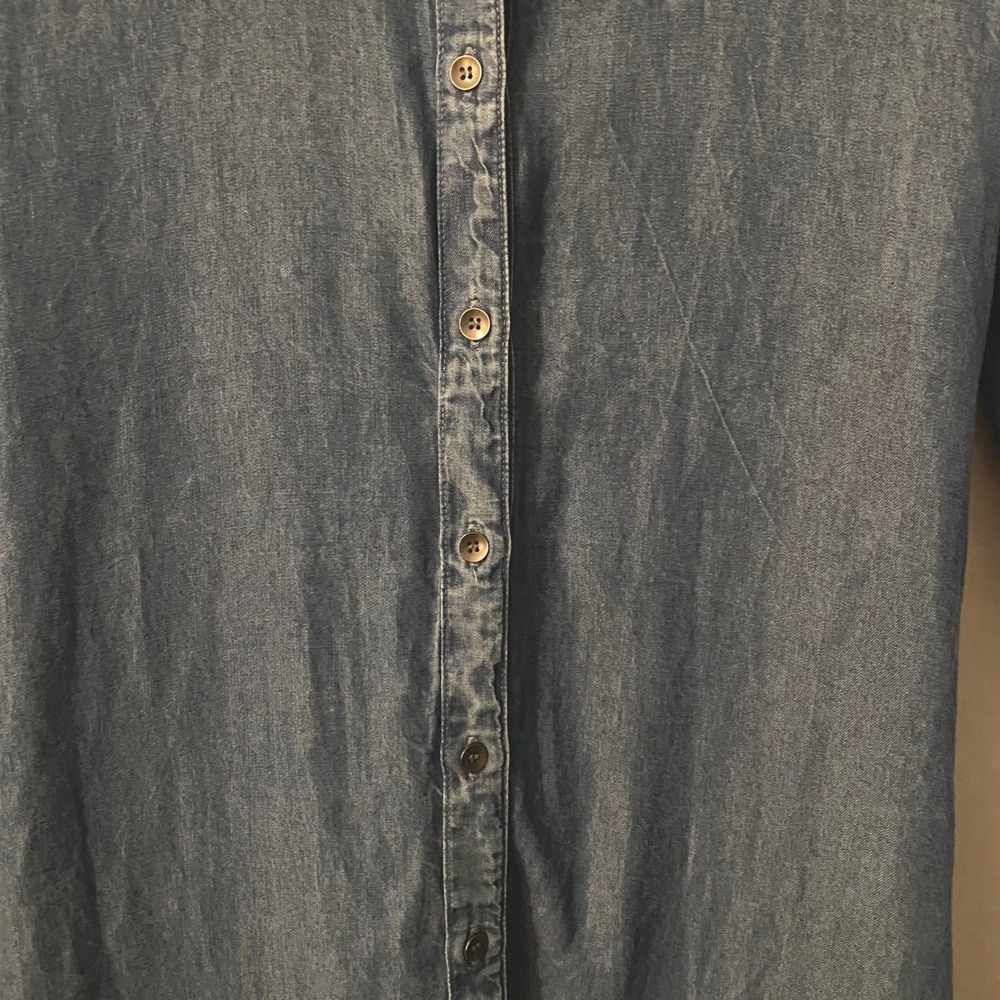 Splendid Chambray Denim Button Front Shirt Dress Long Sleeve Belted Size Small - Picture 4 of 7